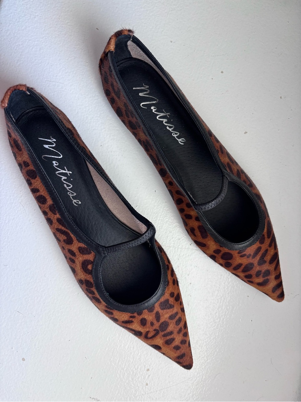Matisse Leopard-Print Pointed Toe Flats - Brown/Black